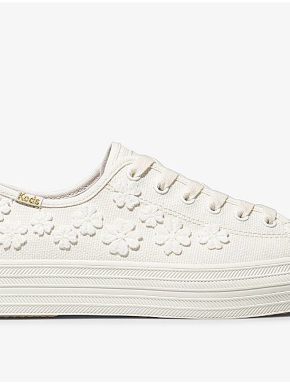 Keds & Kate Spade Triple Decker Floral Embroidered Canvas Sneaker - White